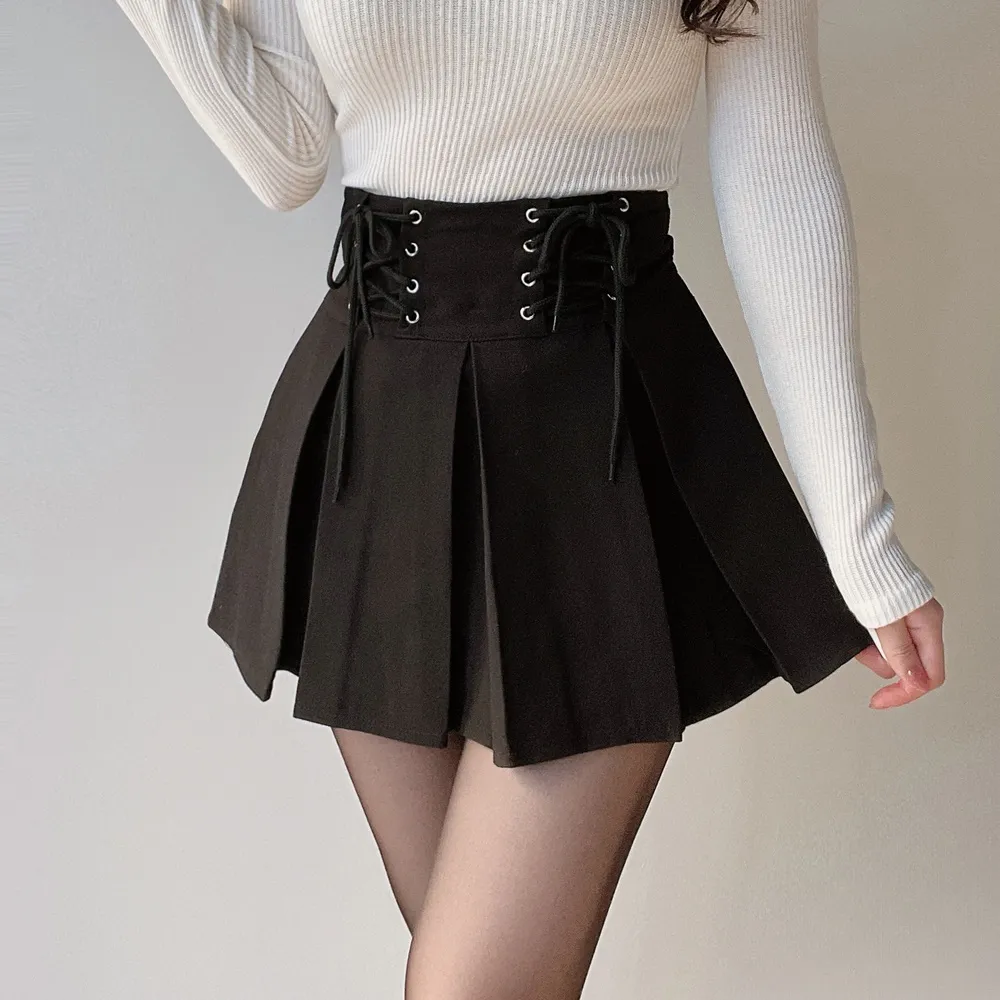 プリーツドローストリングアイレットHラインスカート | mirangmirang | 詳細画像14