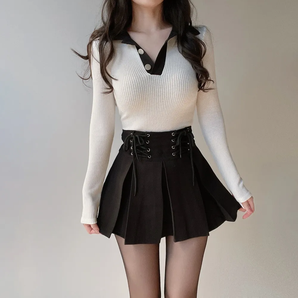 プリーツドローストリングアイレットHラインスカート | mirangmirang | 詳細画像18