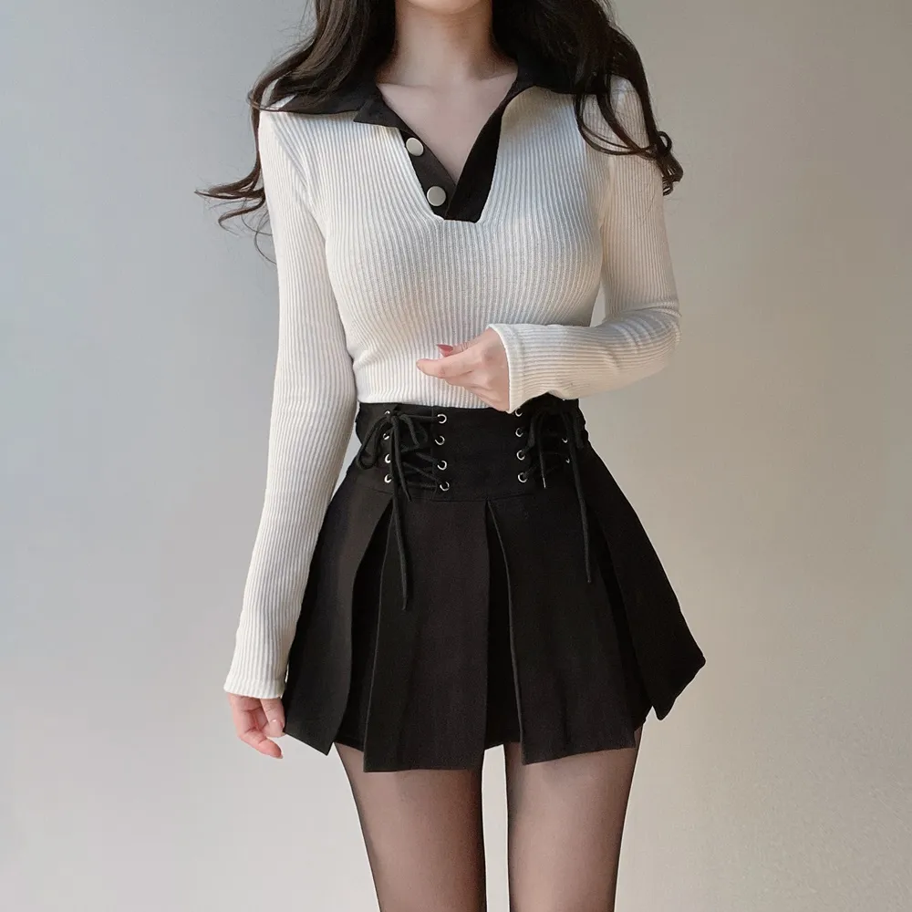 プリーツドローストリングアイレットHラインスカート | mirangmirang | 詳細画像20