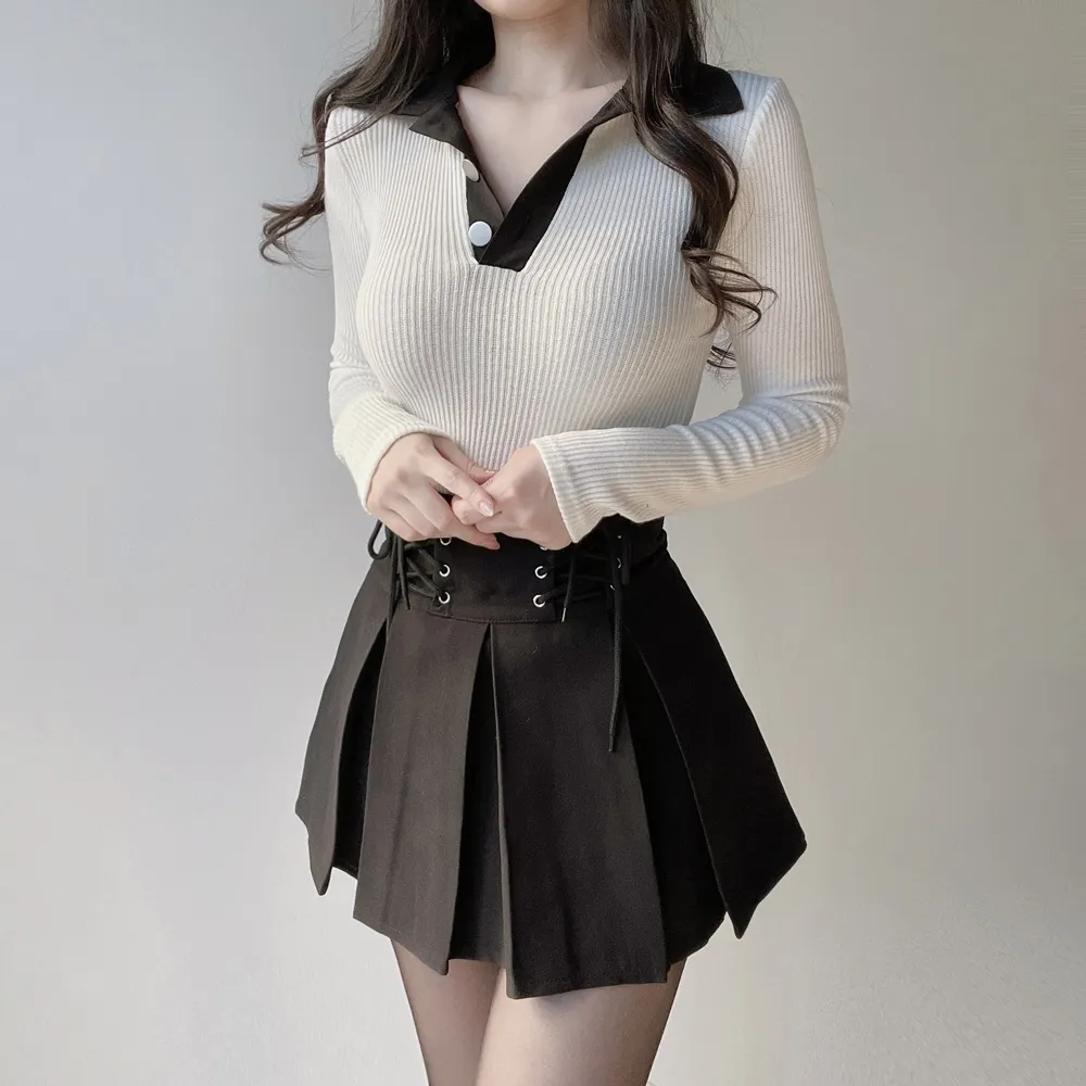 プリーツドローストリングアイレットHラインスカート | mirangmirang | 詳細画像21