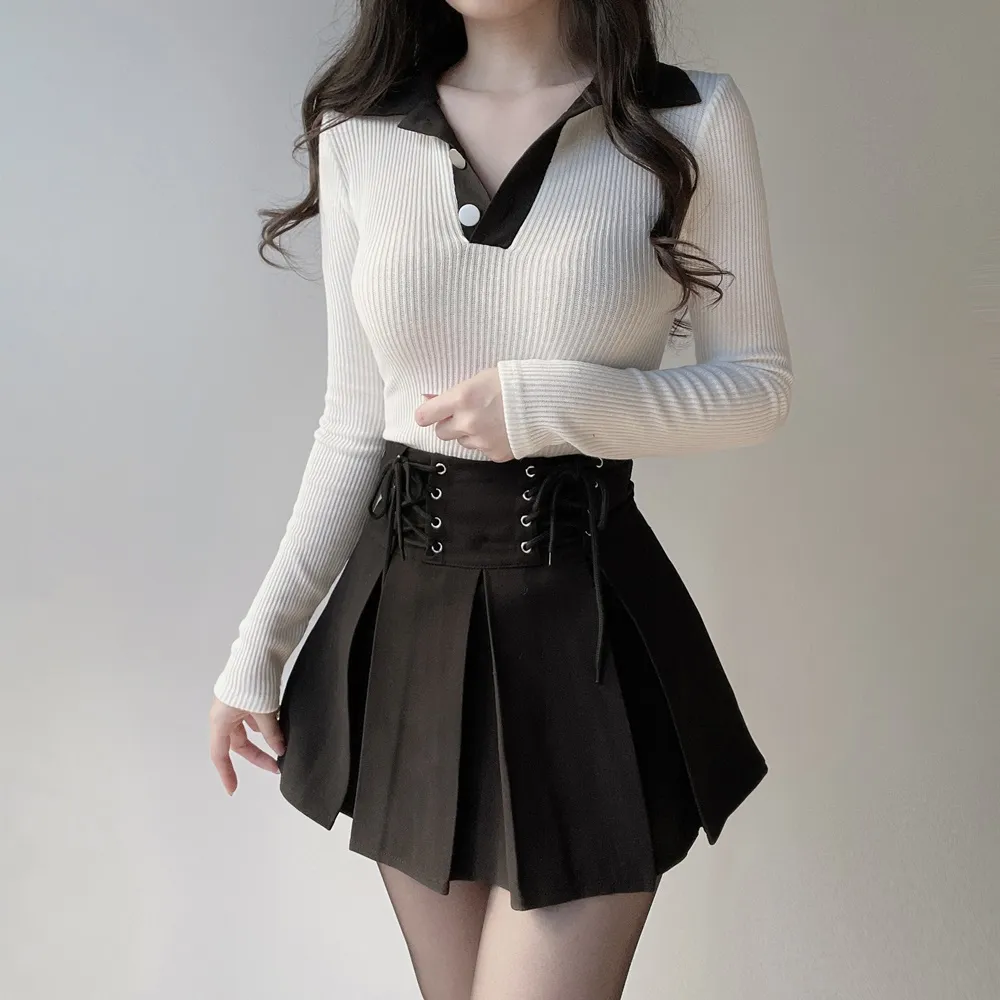 プリーツドローストリングアイレットHラインスカート | mirangmirang | 詳細画像22