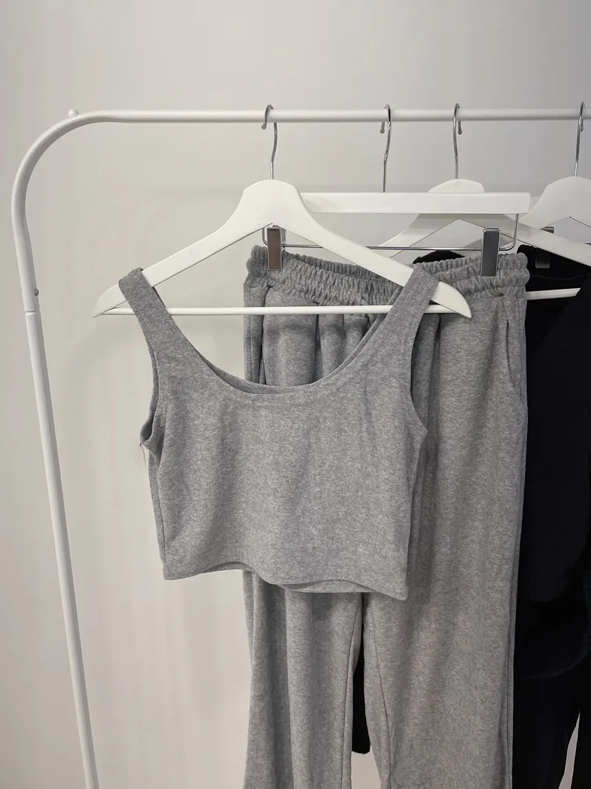 Vネックセーラーカラーラウンドネッククロップドウエストゴムワイド3 SETニットパンツノースリーブ | mirangmirang | 詳細画像22