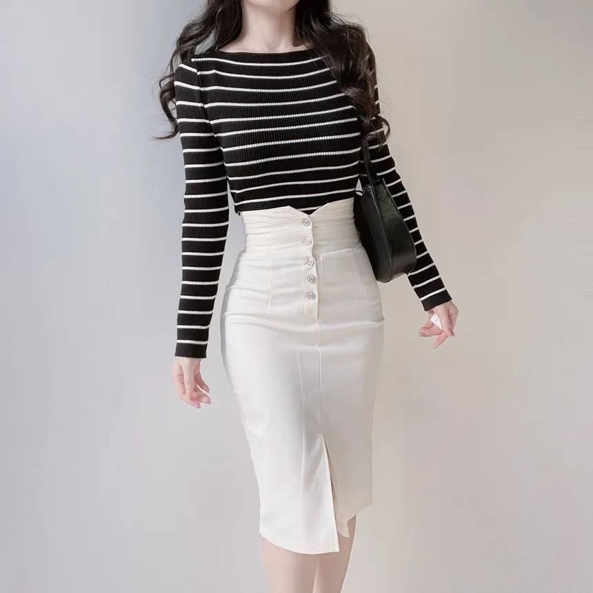 Hラインスリットボタンスカート | mirangmirang | 詳細画像7