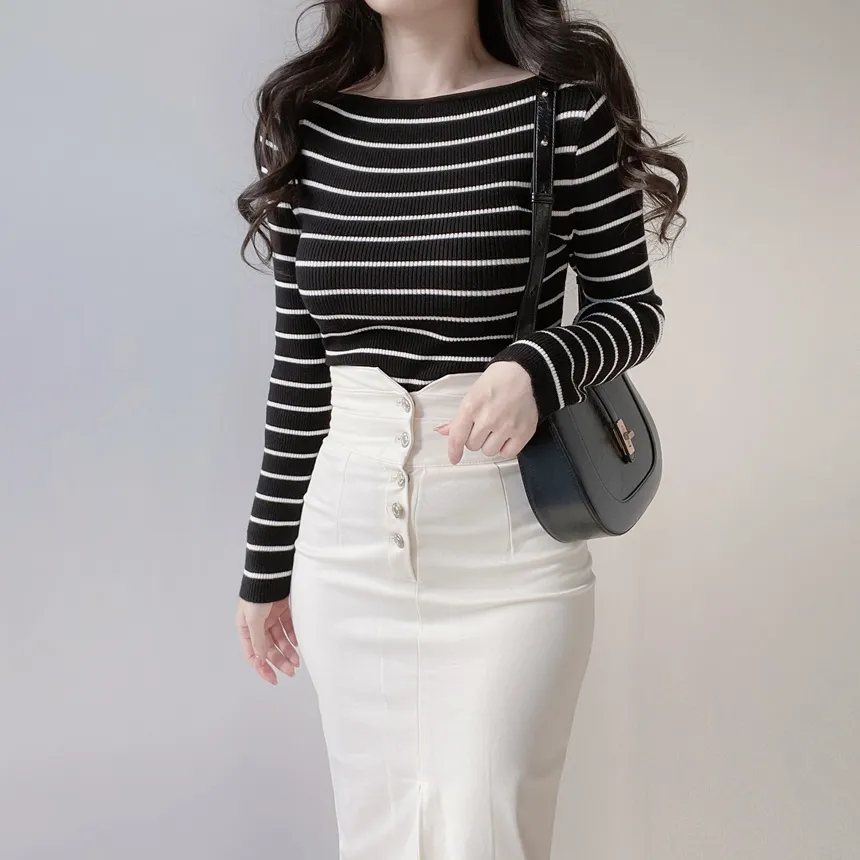 Hラインスリットボタンスカート | mirangmirang | 詳細画像8