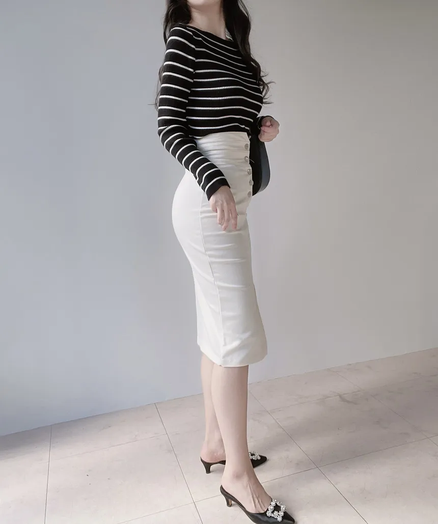 Hラインスリットボタンスカート | mirangmirang | 詳細画像11