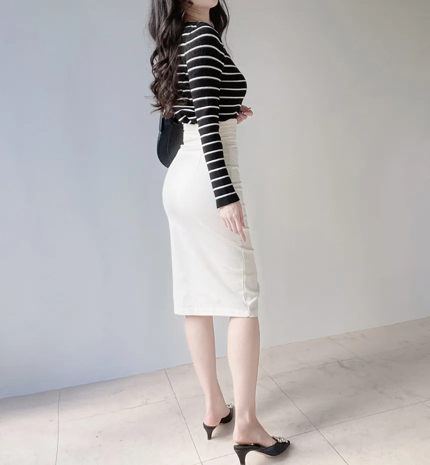 Hラインスリットボタンスカート | mirangmirang | 詳細画像12