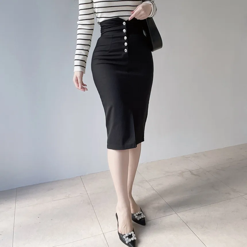 Hラインスリットボタンスカート | mirangmirang | 詳細画像14