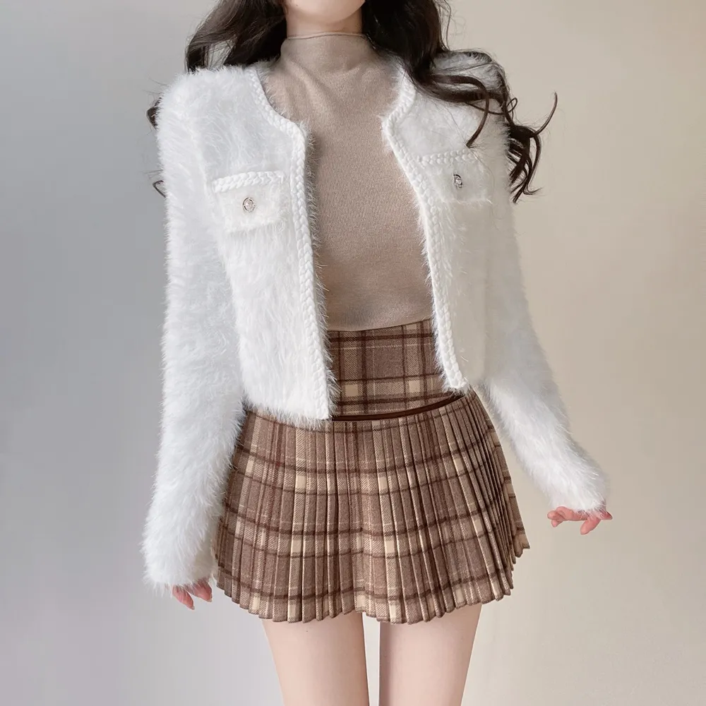 ツイードポケットラウンドネックカラーカーディガン | mirangmirang | 詳細画像2