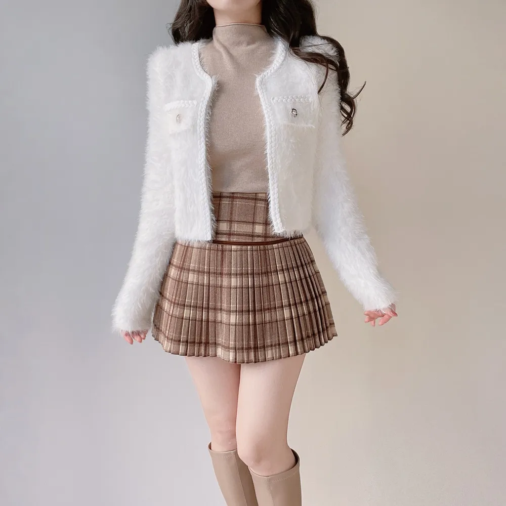 ツイードポケットラウンドネックカラーカーディガン | mirangmirang | 詳細画像9