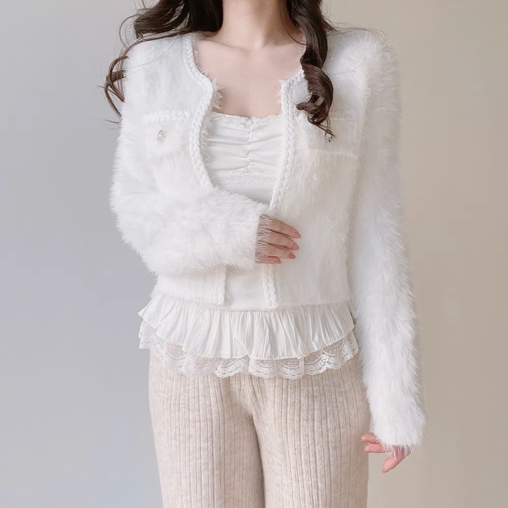 ツイードポケットラウンドネックカラーカーディガン | mirangmirang | 詳細画像11