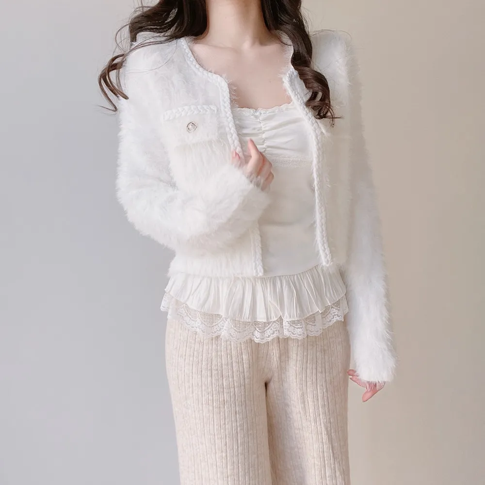 ツイードポケットラウンドネックカラーカーディガン | mirangmirang | 詳細画像12