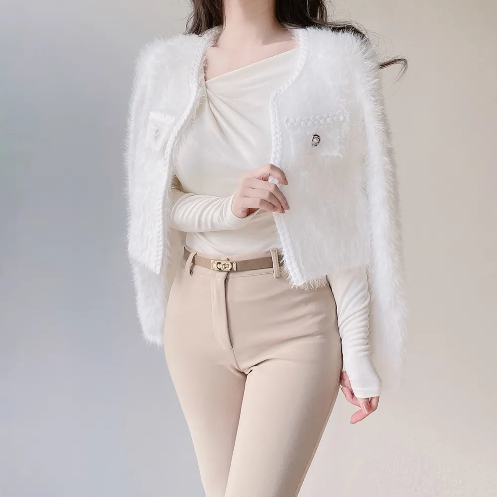 ツイードポケットラウンドネックカラーカーディガン | mirangmirang | 詳細画像14