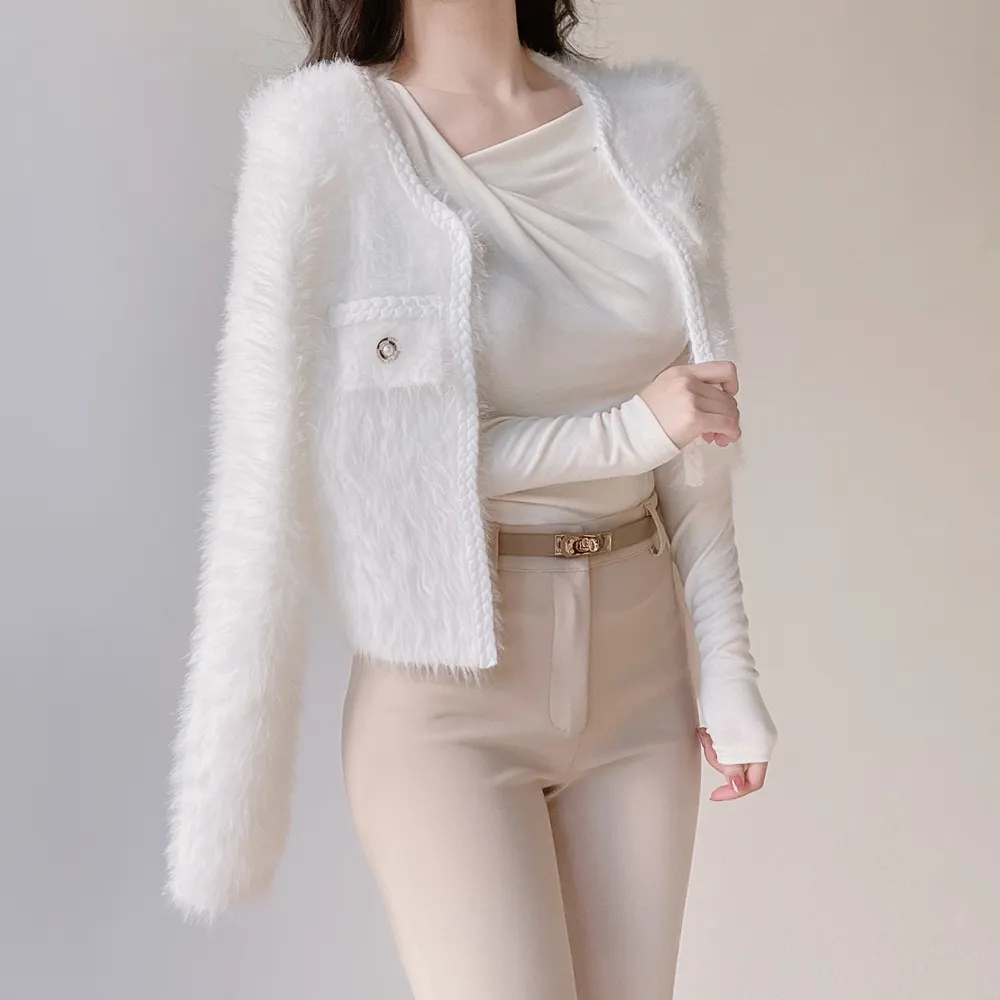 ツイードポケットラウンドネックカラーカーディガン | mirangmirang | 詳細画像15