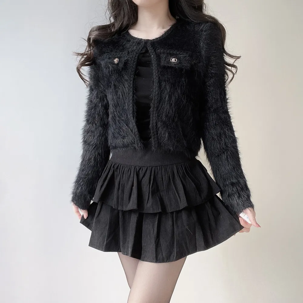 ツイードポケットラウンドネックカラーカーディガン | mirangmirang | 詳細画像18