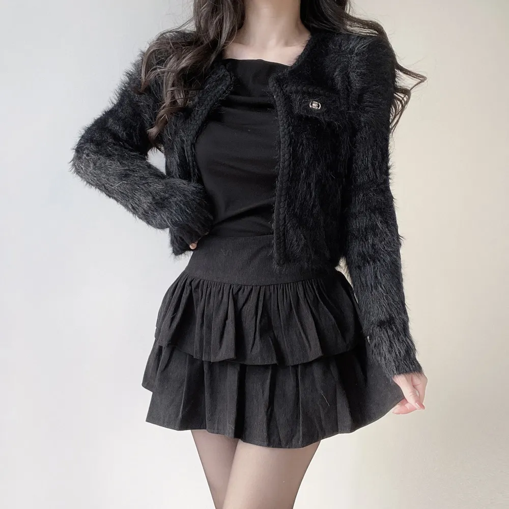 ツイードポケットラウンドネックカラーカーディガン | mirangmirang | 詳細画像19