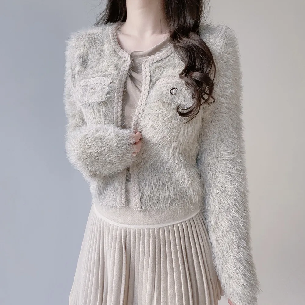 ツイードポケットラウンドネックカラーカーディガン | mirangmirang | 詳細画像20