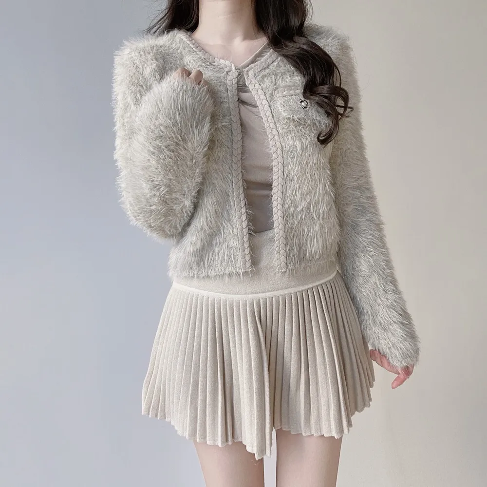 ツイードポケットラウンドネックカラーカーディガン | mirangmirang | 詳細画像22