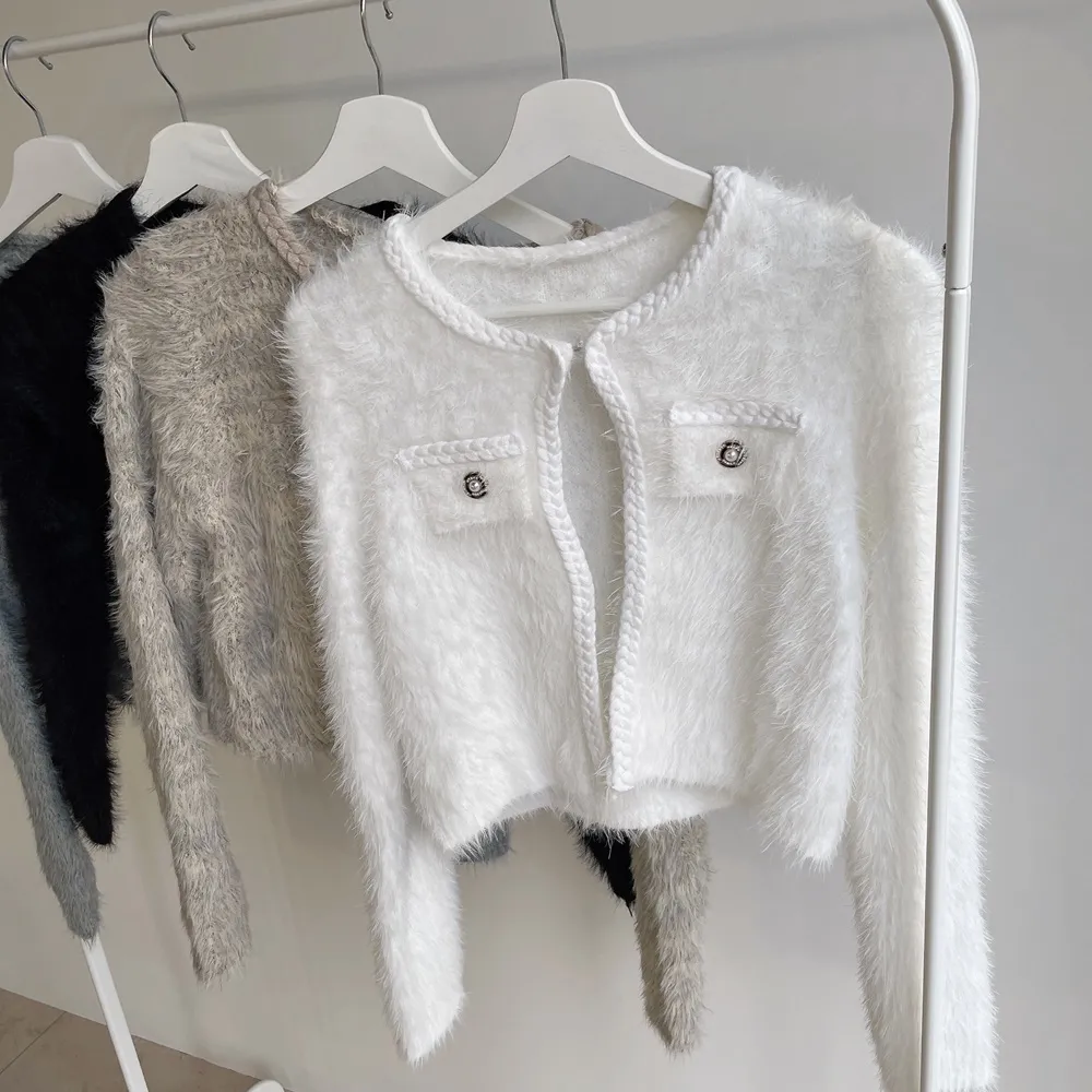 ツイードポケットラウンドネックカラーカーディガン | mirangmirang | 詳細画像23