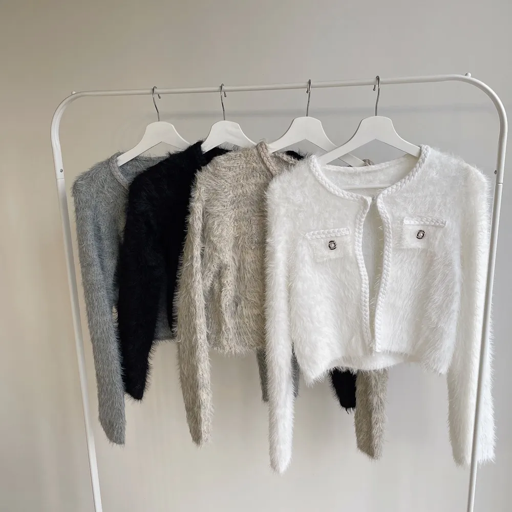 ツイードポケットラウンドネックカラーカーディガン | mirangmirang | 詳細画像24