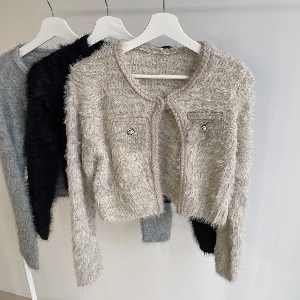 ツイードポケットラウンドネックカラーカーディガン | mirangmirang | 詳細画像26