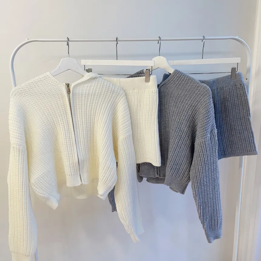 フードジップアップショートウエストゴムカーディガンショートパンツ | mirangmirang | 詳細画像15