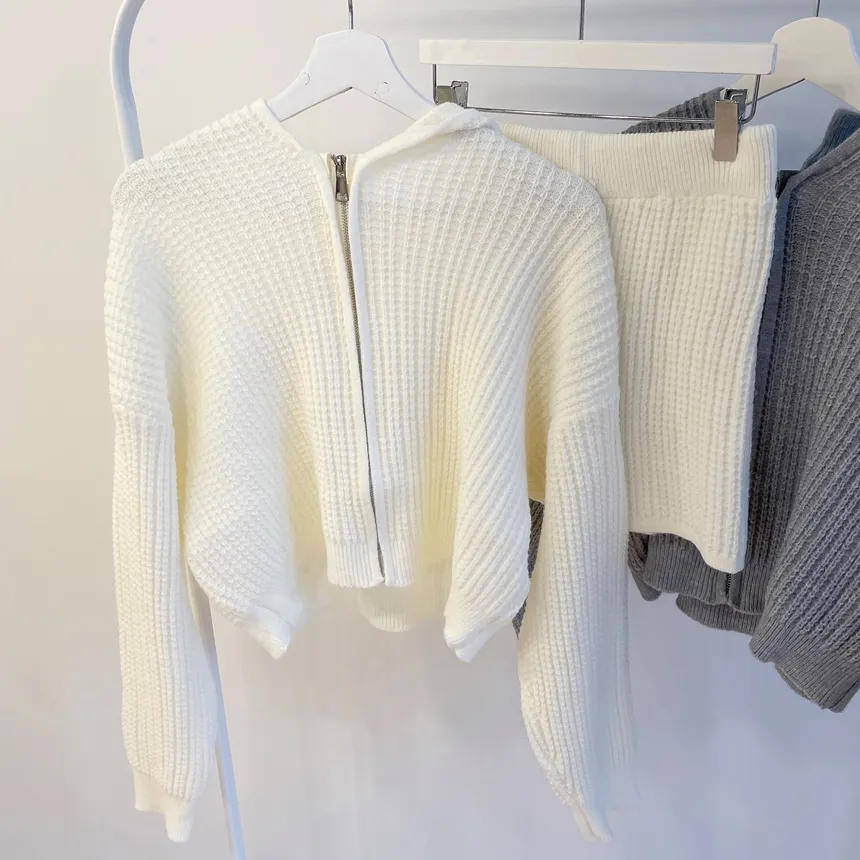 フードジップアップショートウエストゴムカーディガンショートパンツ | mirangmirang | 詳細画像16