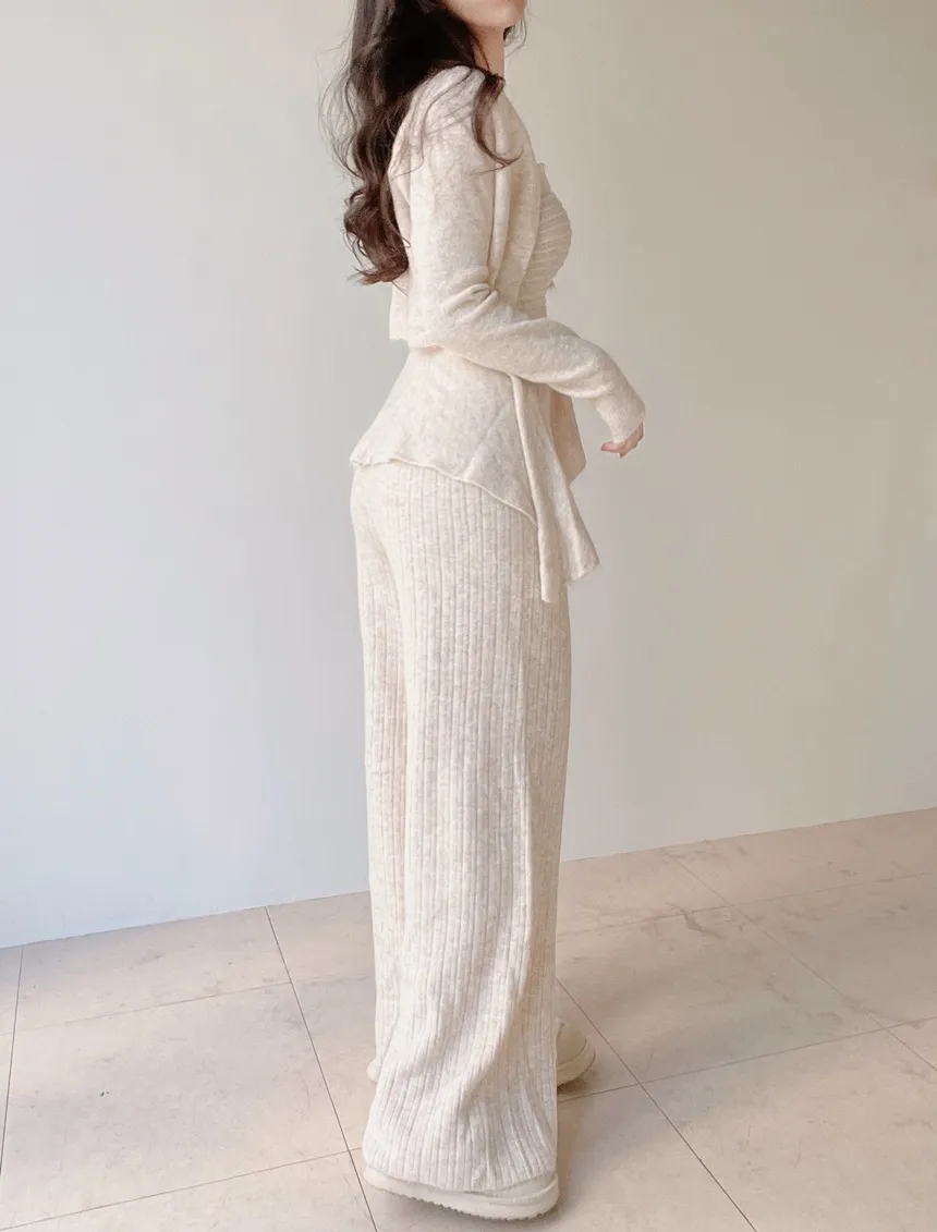 ウール混長袖クロップドフレアウエストゴムワイド3 SETキャミソールカーディガンパンツ | mirangmirang | 詳細画像10