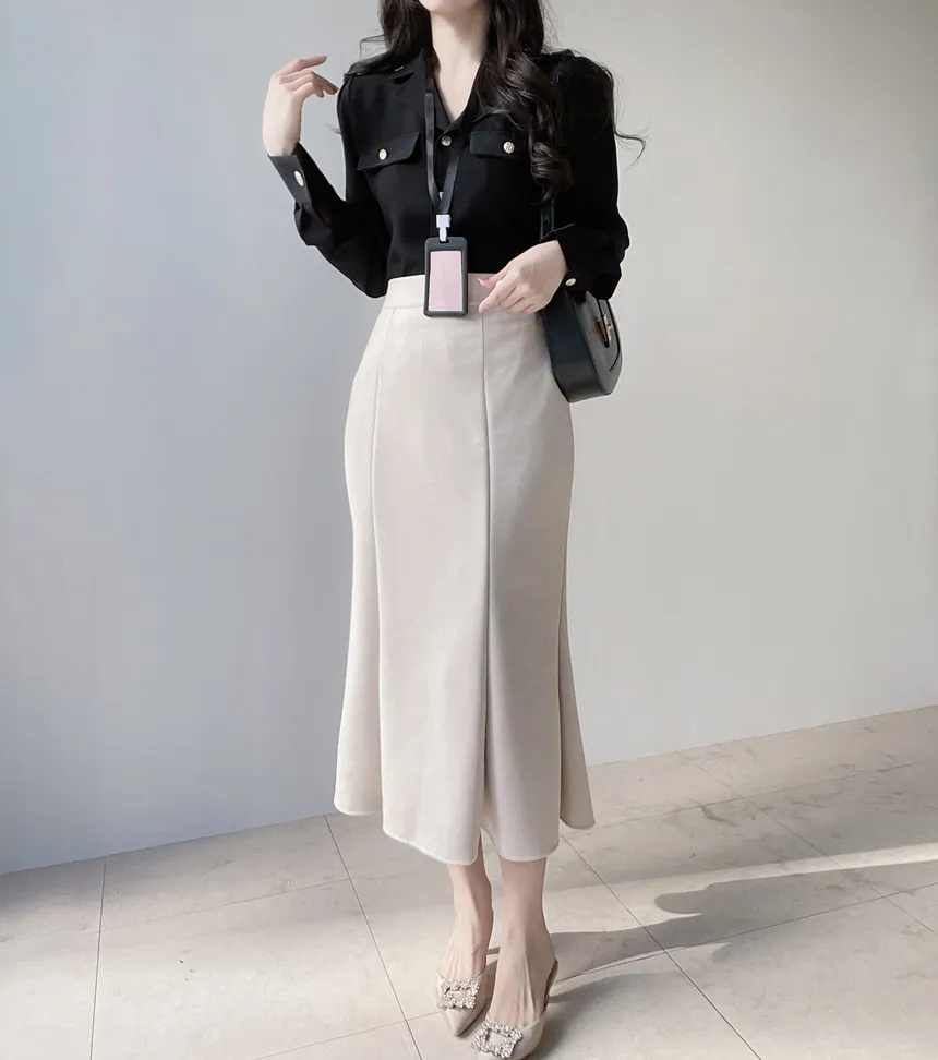 カラーVネックボタンブラウス | mirangmirang | 詳細画像16