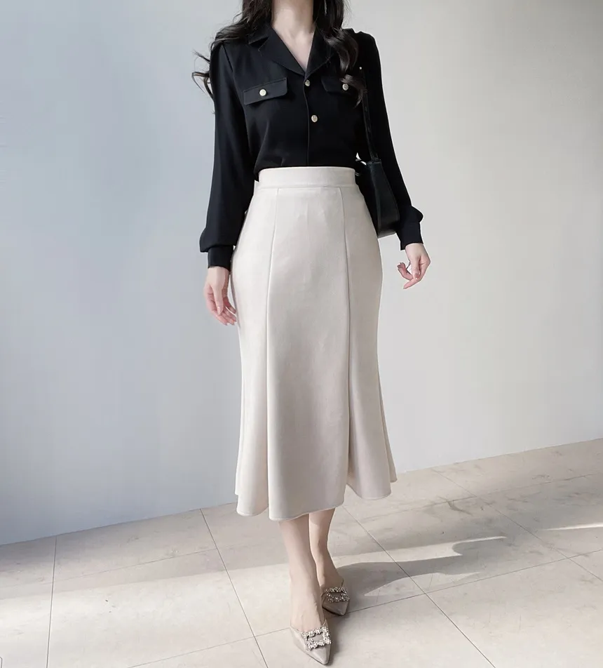 カラーVネックボタンブラウス | mirangmirang | 詳細画像18