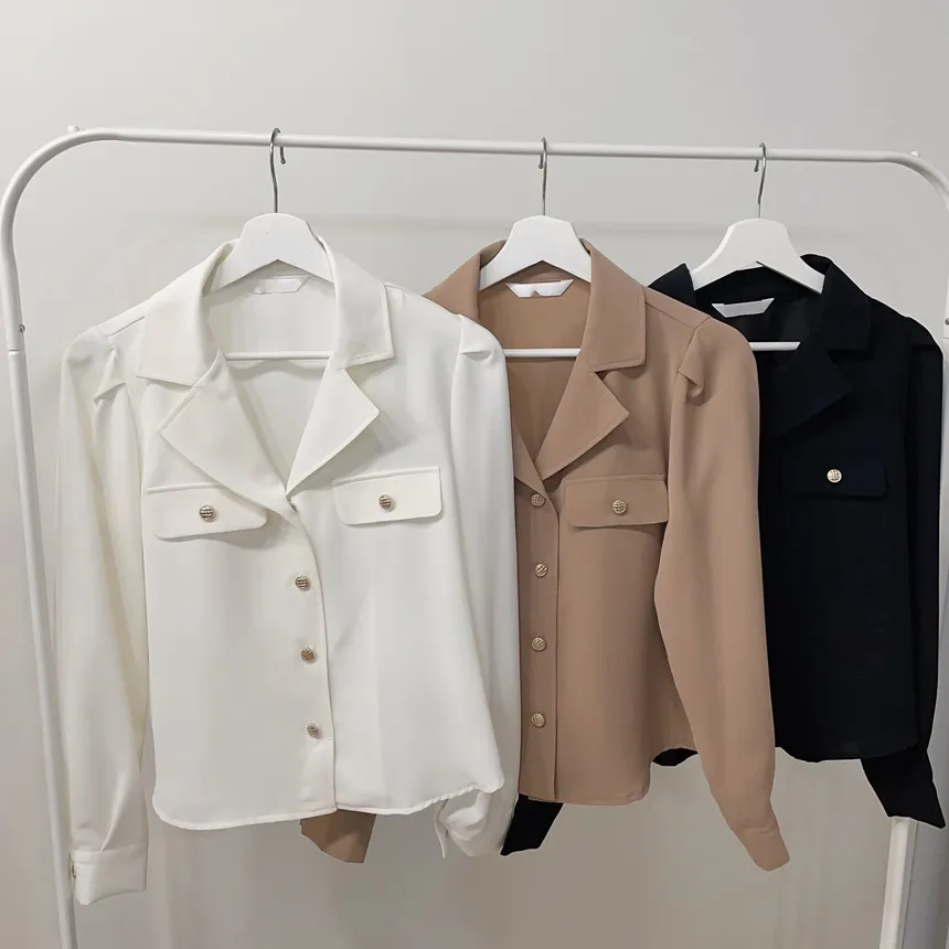 カラーVネックボタンブラウス | mirangmirang | 詳細画像19