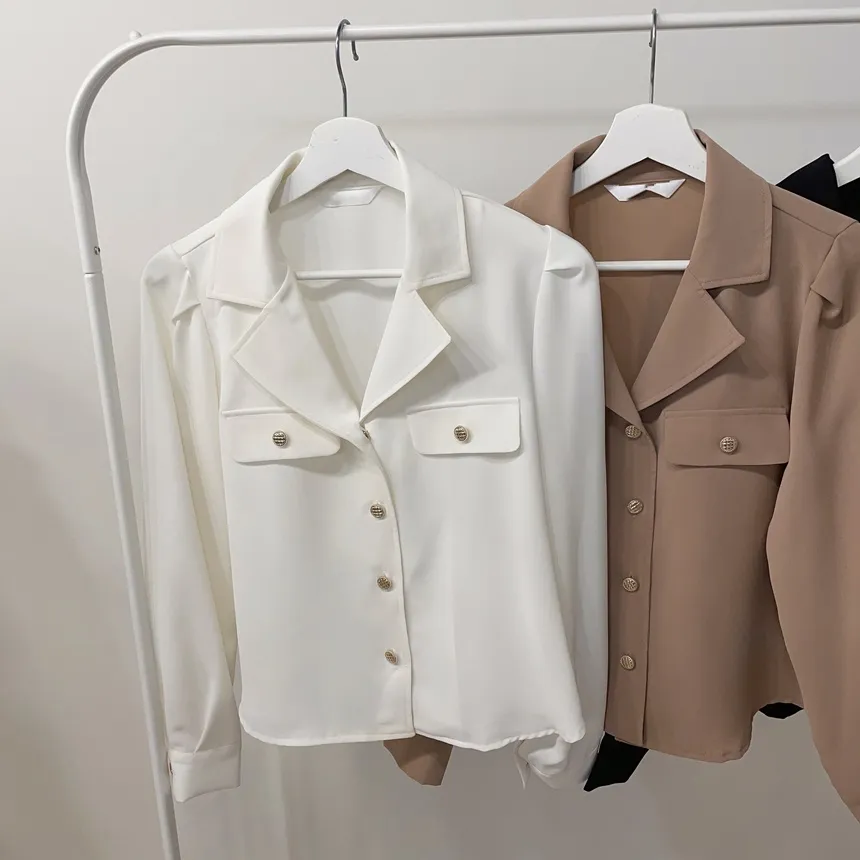 カラーVネックボタンブラウス | mirangmirang | 詳細画像20