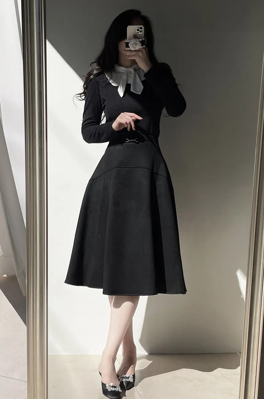 リボン長袖カラー配色ブラウス | mirangmirang | 詳細画像19