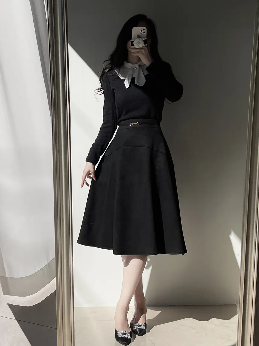 リボン長袖カラー配色ブラウス | mirangmirang | 詳細画像20