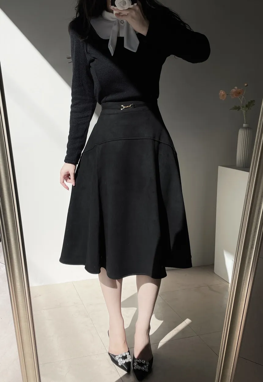 リボン長袖カラー配色ブラウス | mirangmirang | 詳細画像23