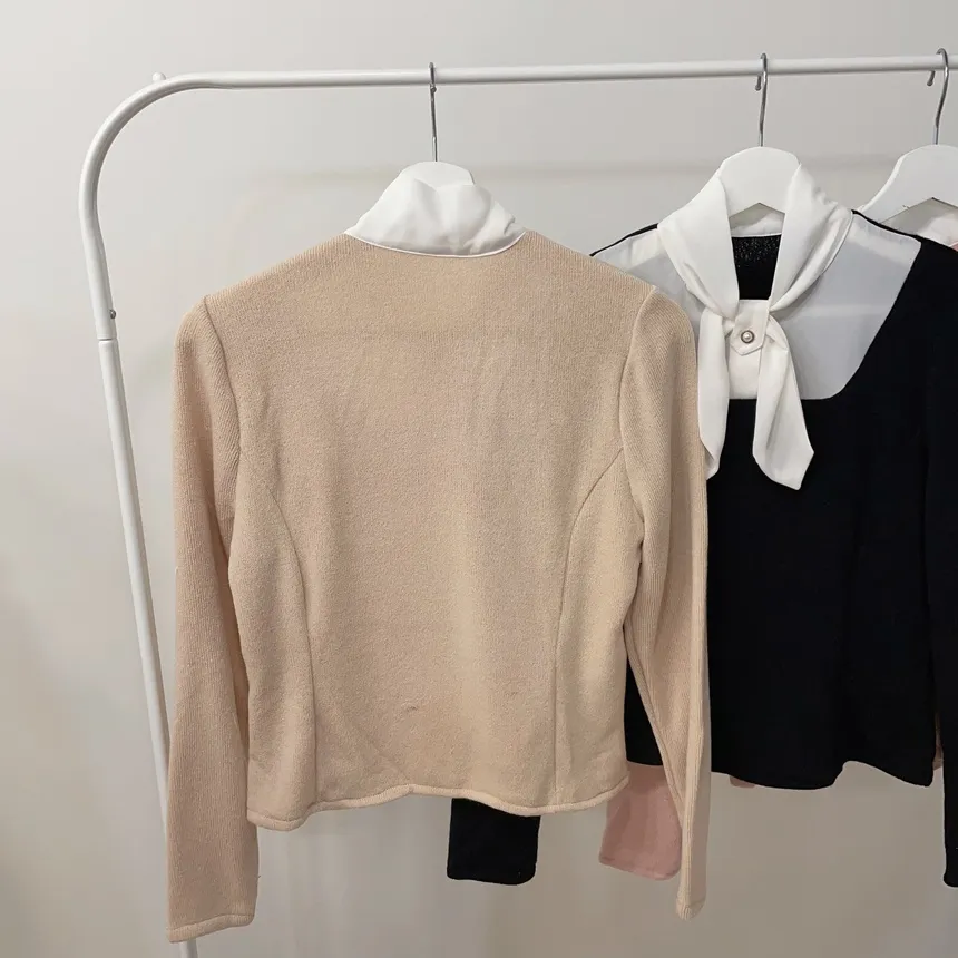 リボン長袖カラー配色ブラウス | mirangmirang | 詳細画像28