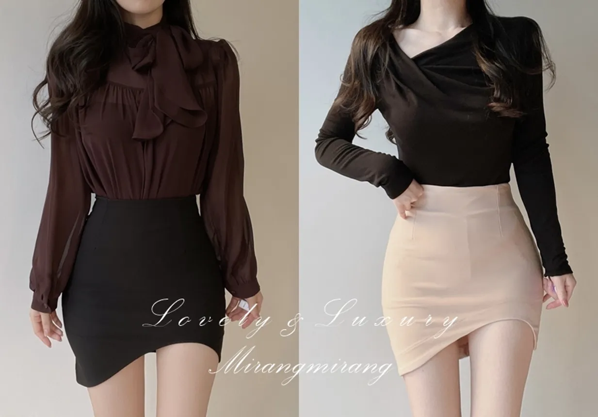 Hラインアンバランスカラースカート | mirangmirang | 詳細画像1