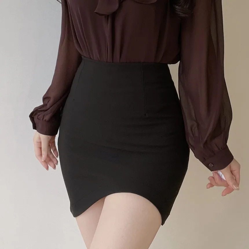 Hラインアンバランスカラースカート | mirangmirang | 詳細画像2