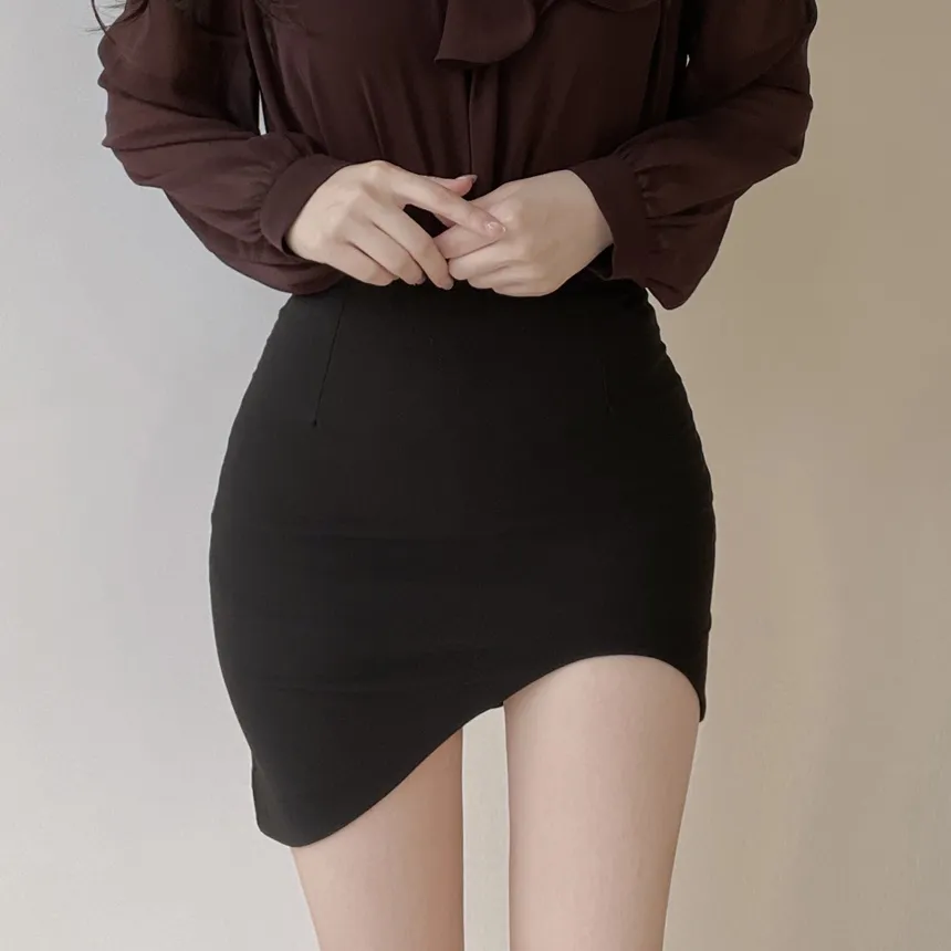 Hラインアンバランスカラースカート | mirangmirang | 詳細画像3