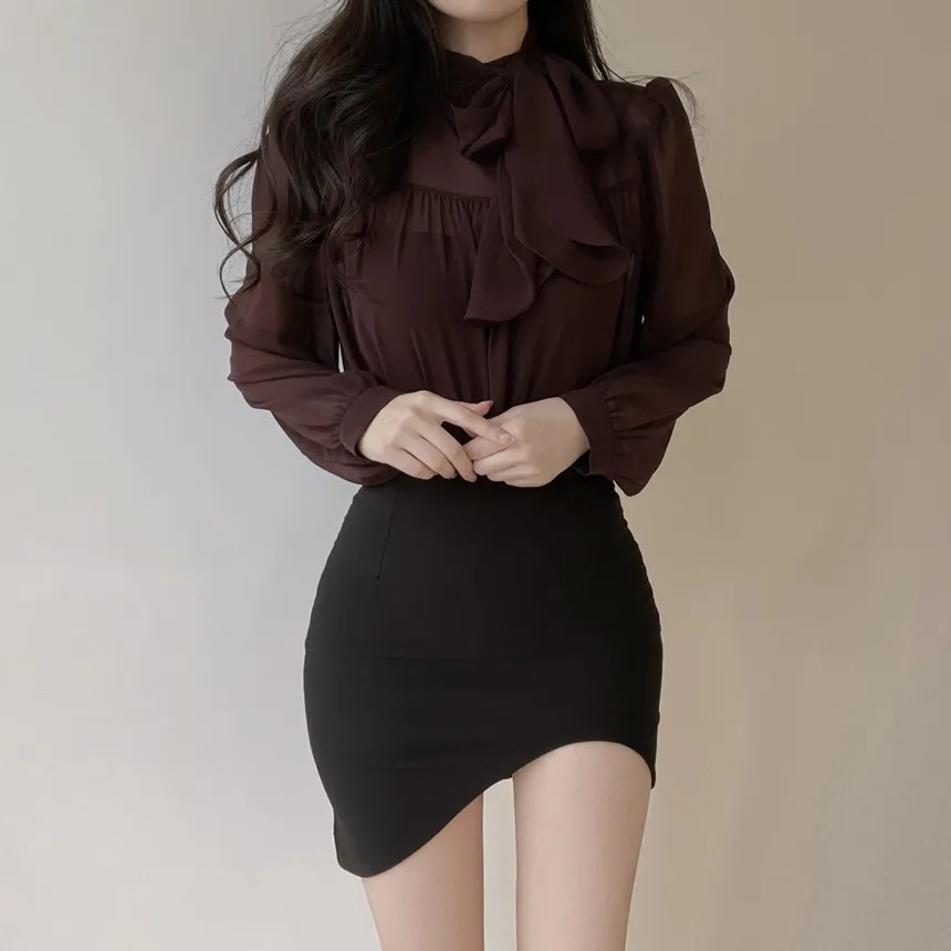 Hラインアンバランスカラースカート | mirangmirang | 詳細画像4