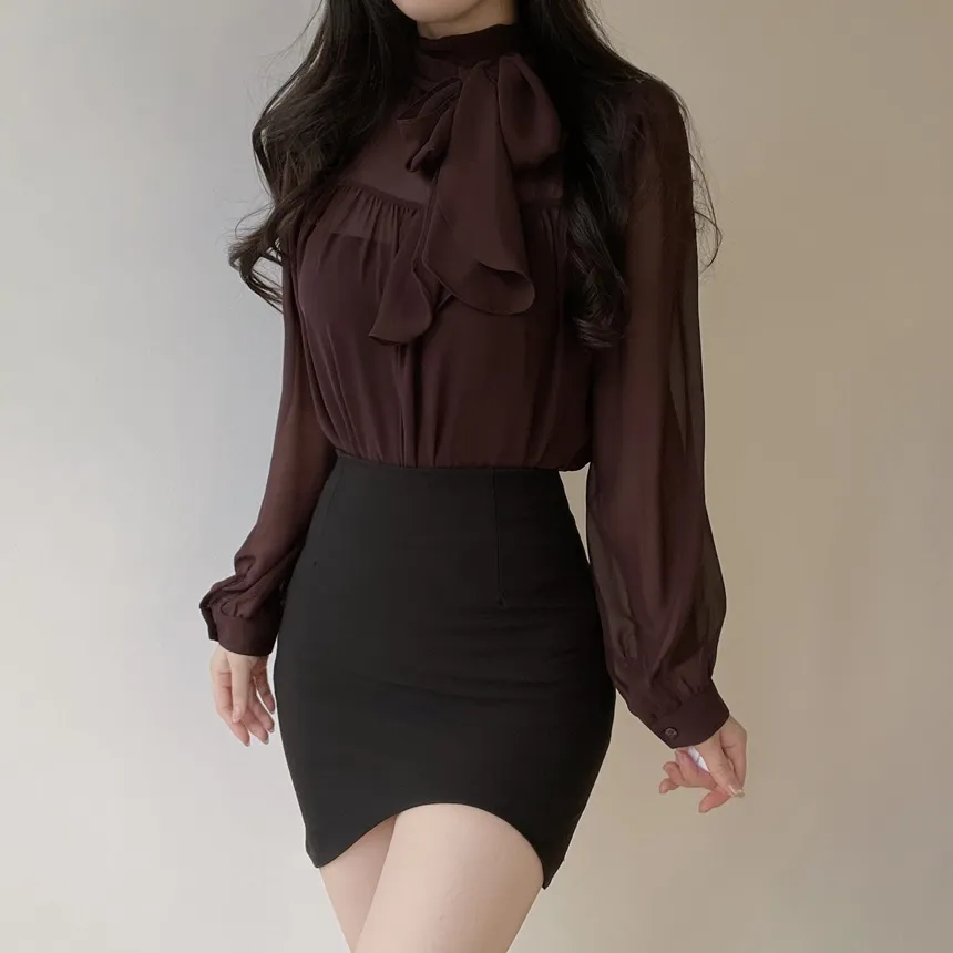 Hラインアンバランスカラースカート | mirangmirang | 詳細画像7