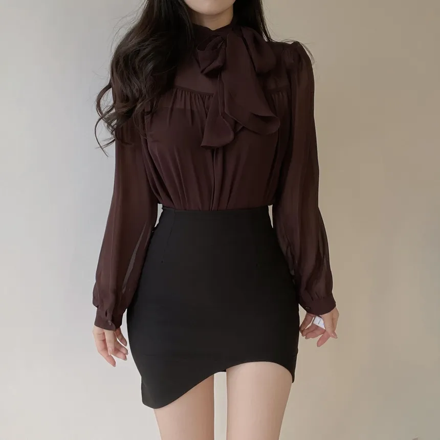 Hラインアンバランスカラースカート | mirangmirang | 詳細画像9