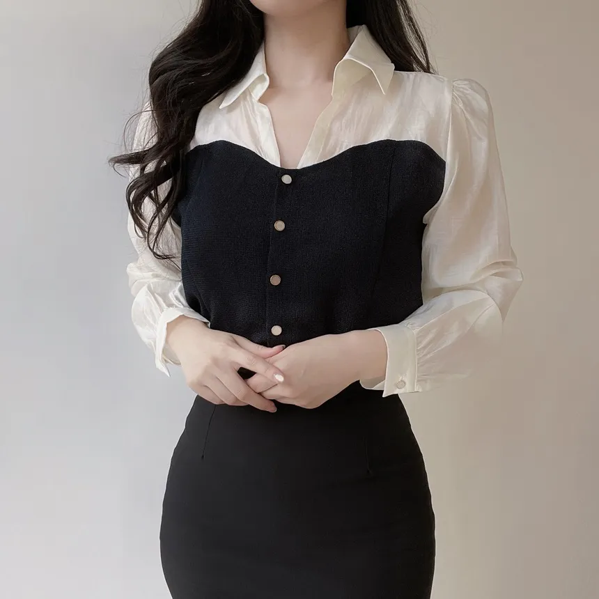 Hラインアンバランスカラースカート | mirangmirang | 詳細画像12