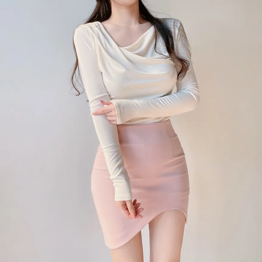 Hラインアンバランスカラースカート | mirangmirang | 詳細画像18