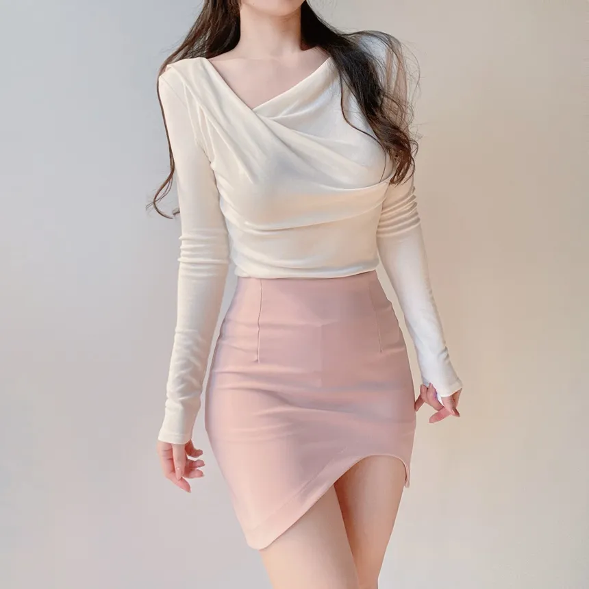 Hラインアンバランスカラースカート | mirangmirang | 詳細画像19