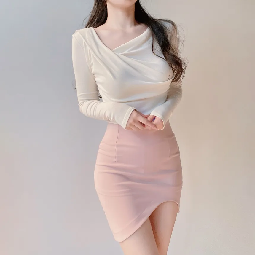 Hラインアンバランスカラースカート | mirangmirang | 詳細画像21