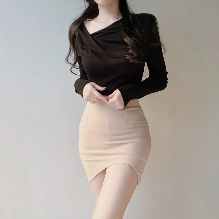 Hラインアンバランスカラースカート | mirangmirang | 詳細画像25