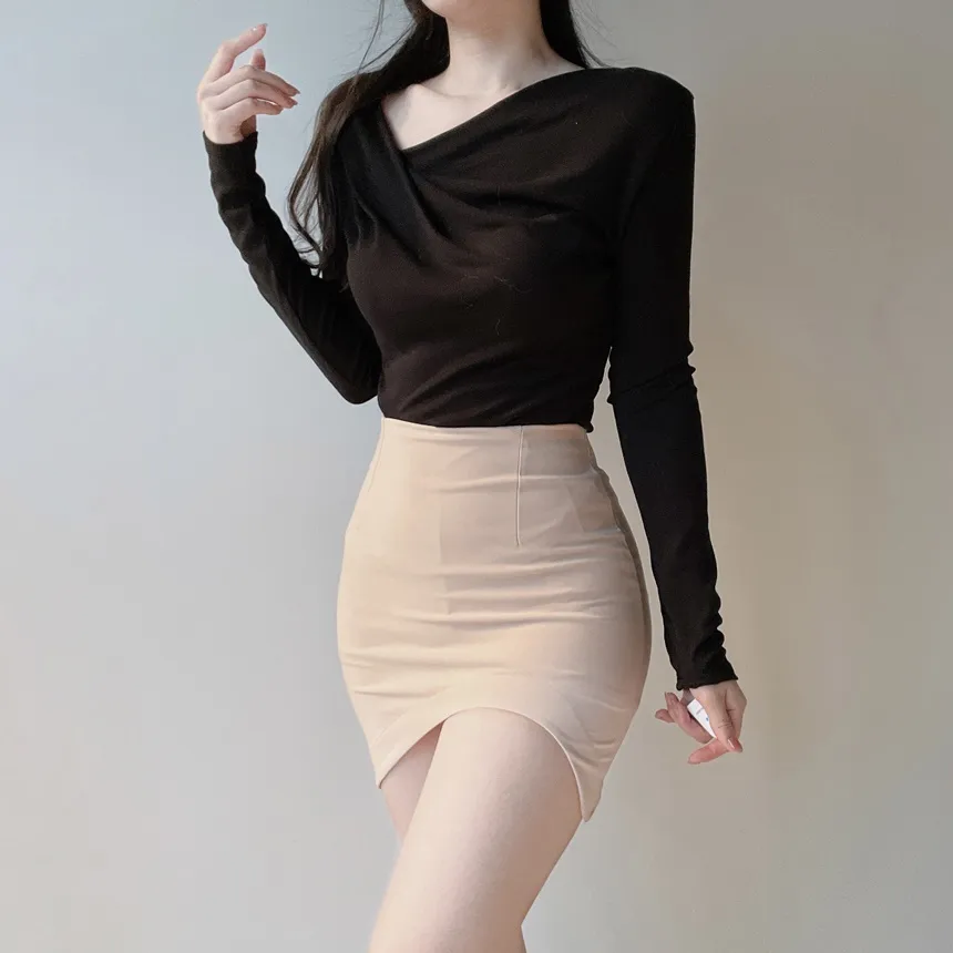 Hラインアンバランスカラースカート | mirangmirang | 詳細画像28