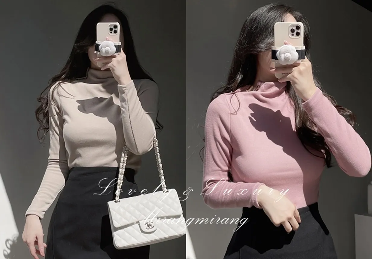 タートルネック長袖カラーブラウス | mirangmirang | 詳細画像1