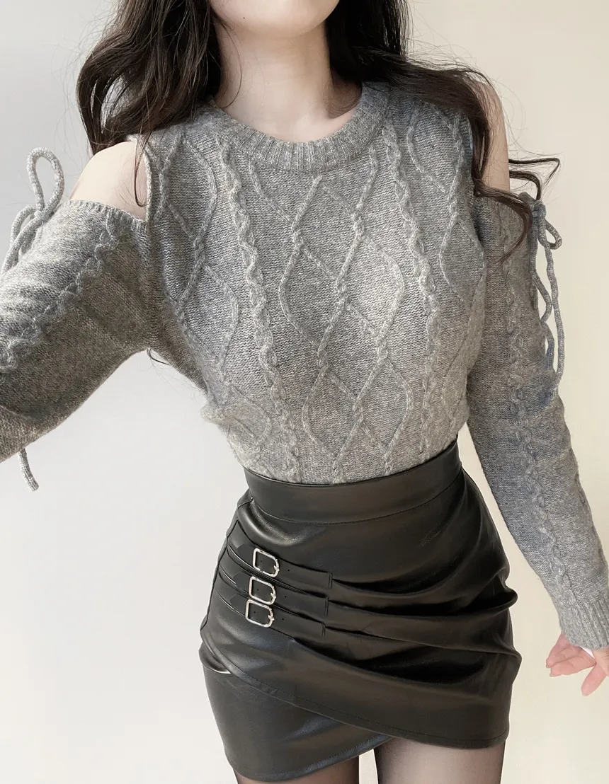 レザー調シャーリングバックルミニスカート | mirangmirang | 詳細画像10