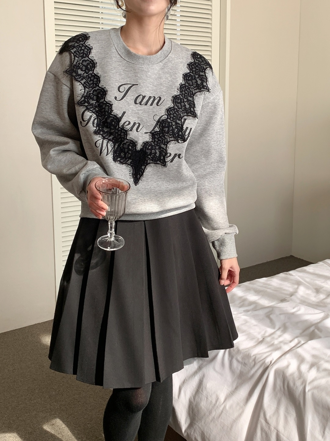 ラウンドネックプリントレーススウェット | 詳細画像2